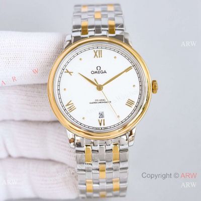 BLS Factory Replica Omega DeVille Prestige White Dial Half Gold Watch